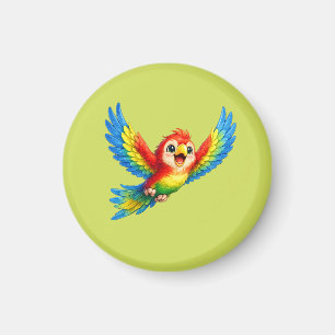 Cute Parrot with Big Eyes Happy Colourful Bird  Magnet