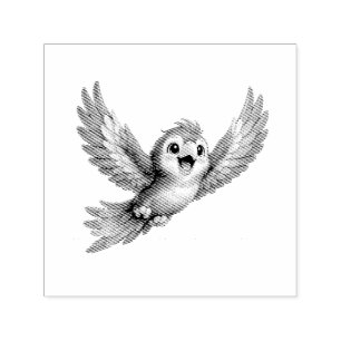 Cute Parrot with Big Eyes Happy Colourful Bird Self-inking Stamp