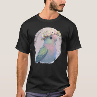 Cute Parrotlet Parakeet Bird Flower Crown Pet Bird T-Shirt