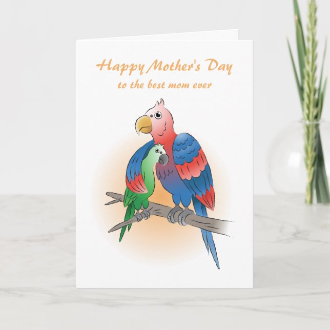 Cute Parrots Happy Mother's Day Card (Front)