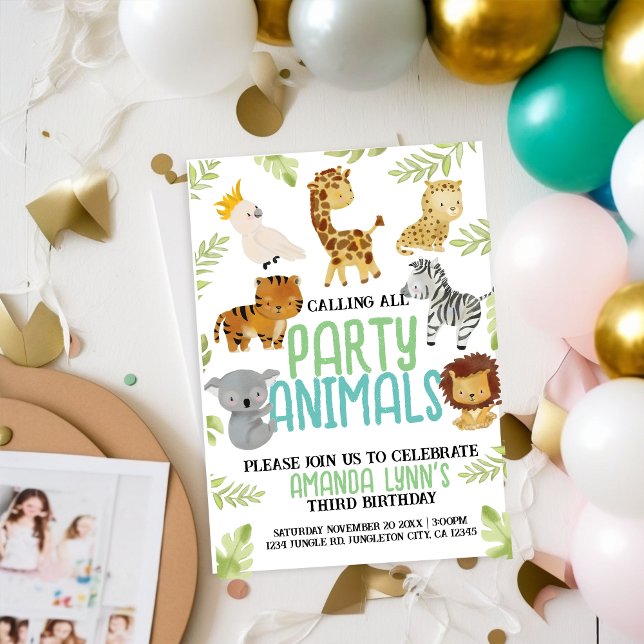 Cute party animal kid birthday Invitation (Creator Uploaded)