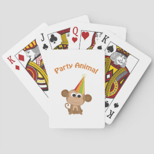 Cute Party Animal Monkey Playing Cards