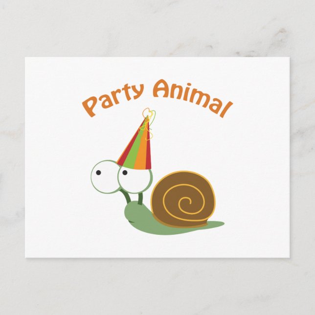 Cute Party Animal Snail Postcard (Front)
