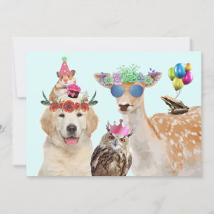 Cute Party Animals Birthday Invitation