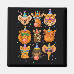 Cute Party Animals Birthday Wildlife Zoo Birthday Magnet