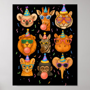 Cute Party Animals Birthday Wildlife Zoo Birthday  Poster
