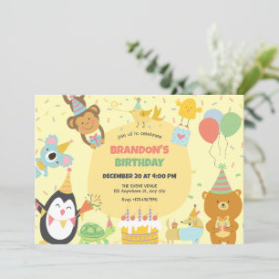 Cute party animals  invitation