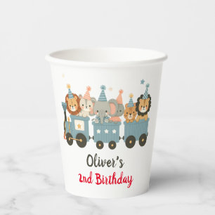 Cute Party Animals on Train Personalised Paper Cups