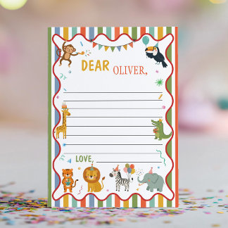 Cute Party Animals Time Capsule Note Message Card