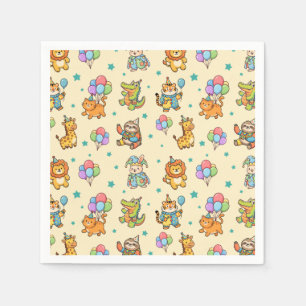 Cute Party Animals Whimsical Kids Birthday Party Napkin