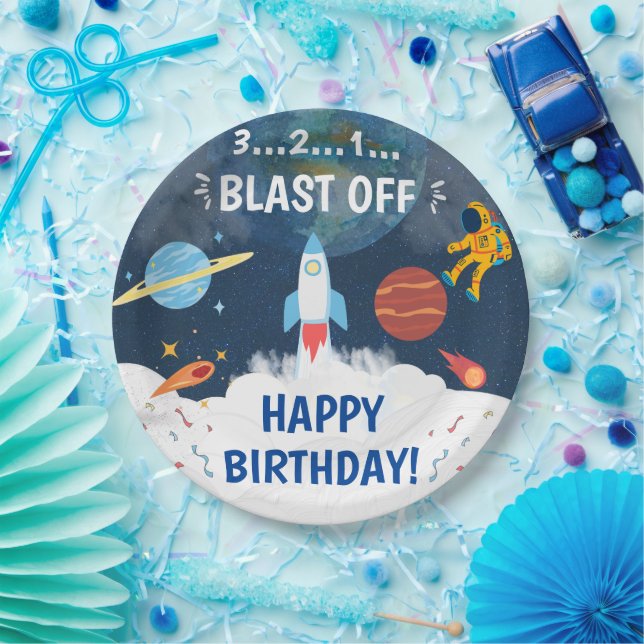  Cute Party Astronaut theme Birthday Paper Plate (Party)