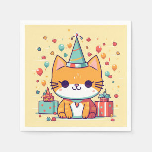 Cute party cat birthday, napkin