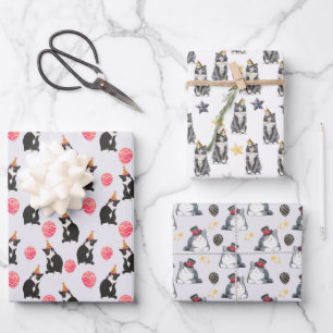 Cute Party Cats Happy Birthday Wrapping Paper Sheet