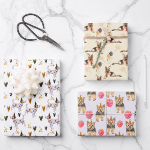Cute Party Dogs Happy Birthday  Wrapping Paper Sheet