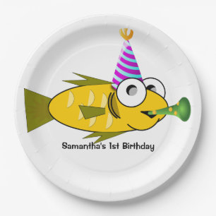 Cute Party Goldfish Personalised Birthday Paper Plate