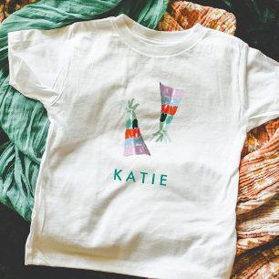 Cute Party Hat Illustration Personalised Name Baby T-Shirt