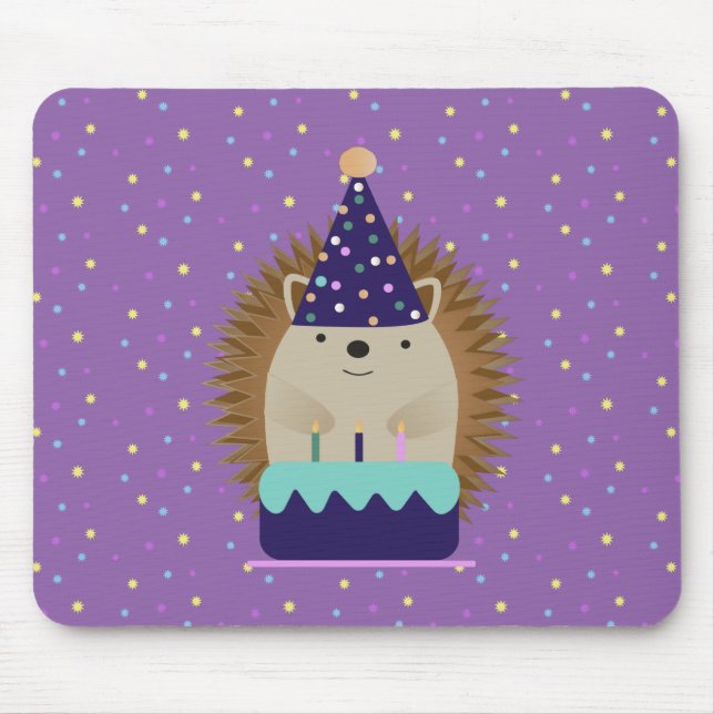 Cute Party Hedgehog Mouse Mat (Front)