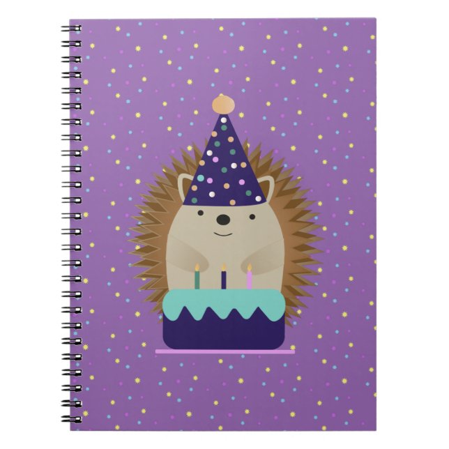 Cute Party Hedgehog Notebook (Front)
