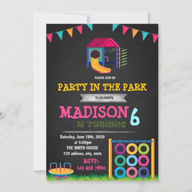 Cute party in the park invitation (Front)