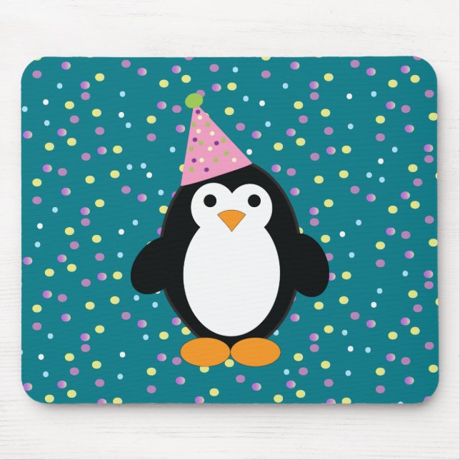Cute Party Penguin Mouse Mat (Front)
