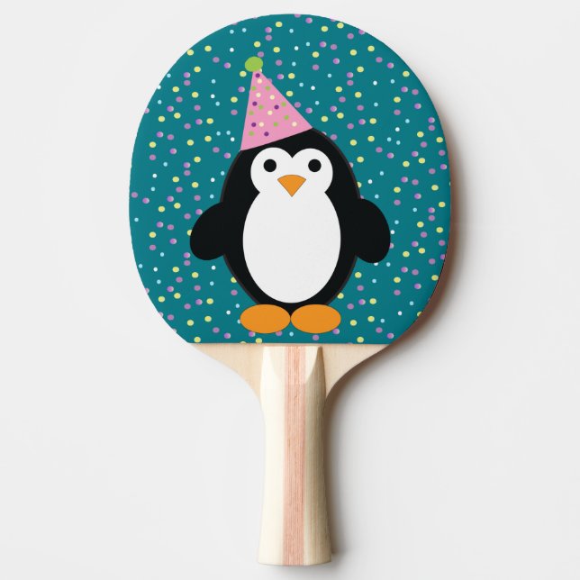 Cute Party Penguin Ping Pong Paddle (Front)