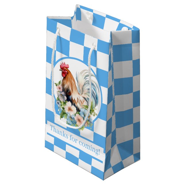 cute party serving rooster thank you small gift bag (Front Angled)