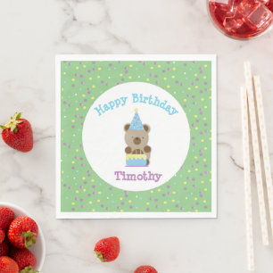 Cute Party Teddy Bear Birthday  Napkin