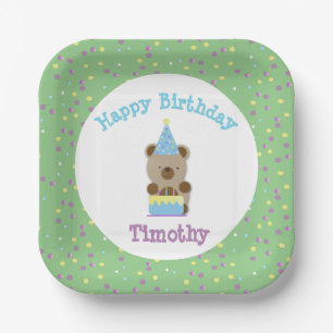 Cute Party Teddy Bear Birthday  Paper Plate