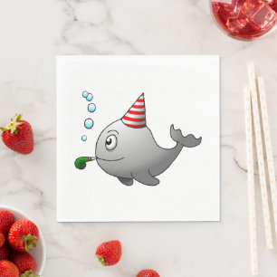 Cute Party Whale Birthday Napkin