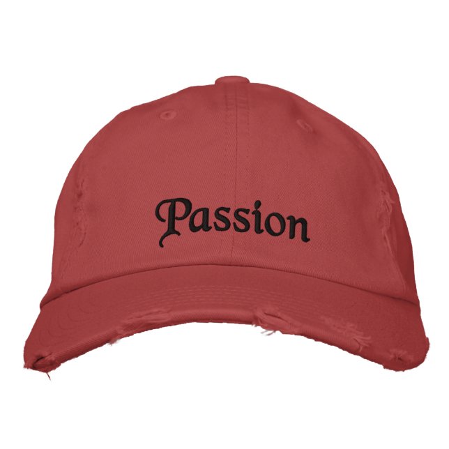 Cute Passion Quote Black Romantic Red Personalised Embroidered Hat (Front)