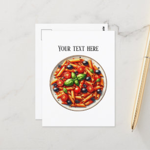 Cute pasta dinner add text postcard