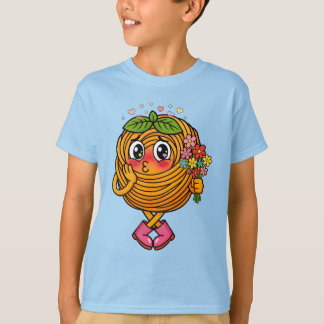 Cute Pasta Polo Character Holding Flowers T-Shirt