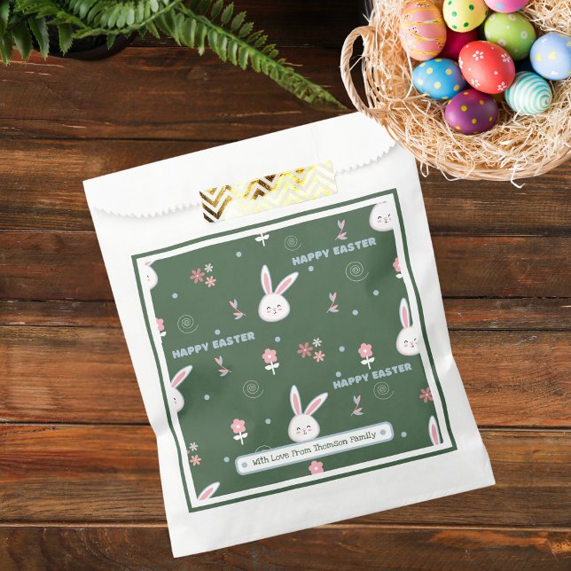 Cute Paste Green Colour Easter Bunny Floral  Favour Bags (Creator Uploaded)