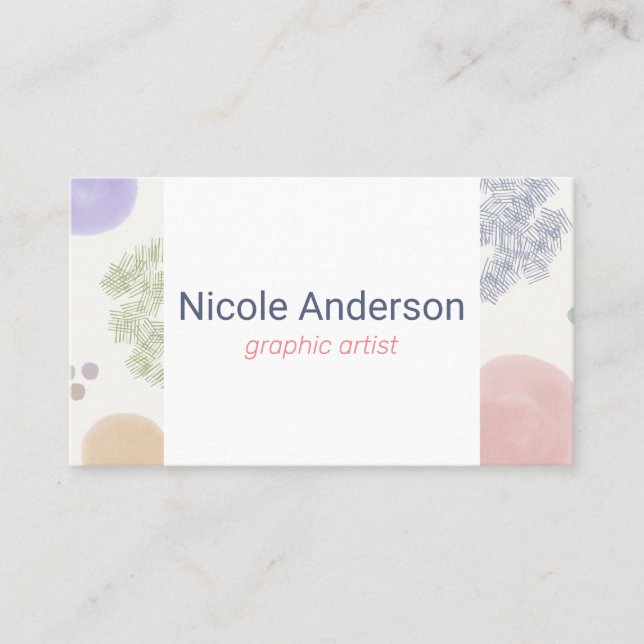 Cute Pastel Abstract Brush Stroke Business Card (Front)