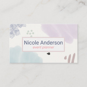 Cute Pastel Abstract Brush Strokes Business Card