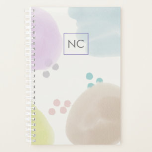 Cute Pastel Abstract Brush Strokes Monogram Planner