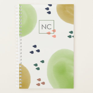 Cute Pastel Abstract Brush Strokes Monogram Planner