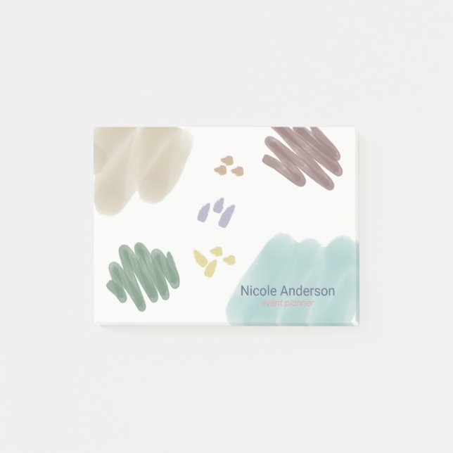 Cute Pastel Abstract Brush Strokes Post-it Notes (Front)