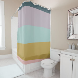 Cute Pastel Abstract Colour Block Geometric Art Shower Curtain