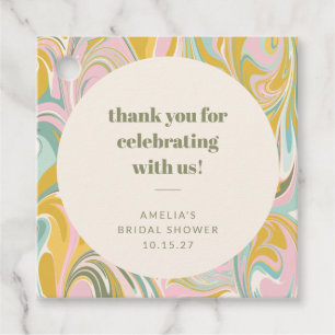Cute Pastel Abstract Custom Bridal Shower Thanks Favour Tags