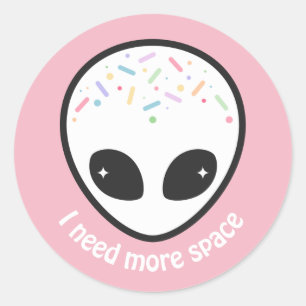 Cute Pastel Alien Head Classic Round Sticker