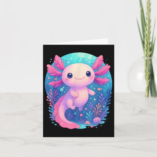 Cute Pastel Axolotl Underwater Ocean Animal  Card (Front)