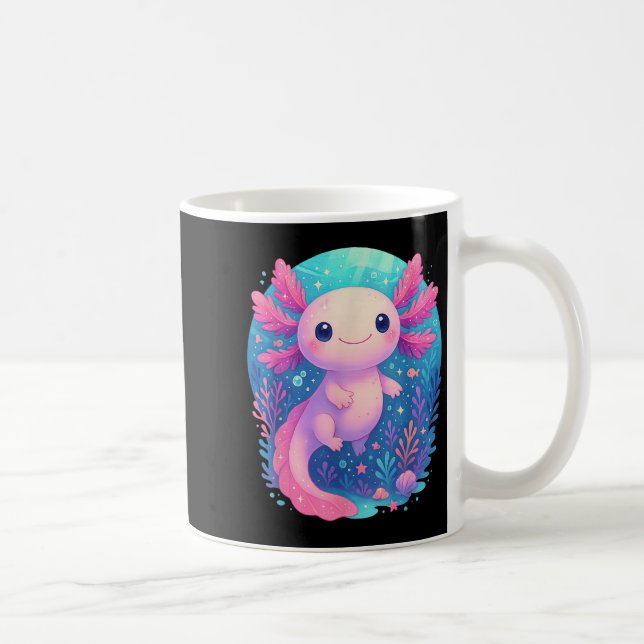 Cute Pastel Axolotl Underwater Ocean Animal  Coffee Mug (Right)