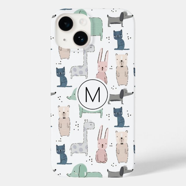 Cute Pastel Baby Animal Pattern Case-Mate iPhone Case (Back)