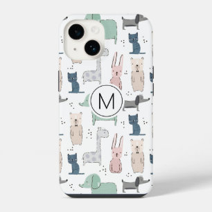 Cute Pastel Baby Animal Pattern iPhone 14 Case