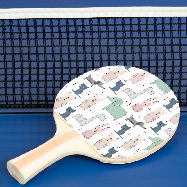 Cute Pastel Baby Animal Pattern Ping Pong Paddle (Insitu)