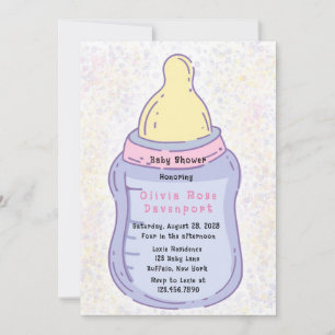Cute Pastel Baby Bottle Baby Shower Invitation