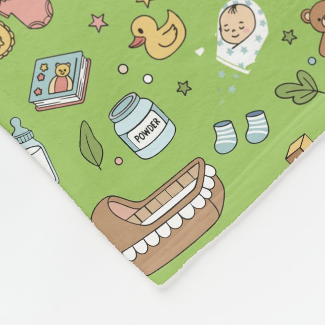 Cute Pastel Baby Nursery Pattern Plush Blanket (Corner)