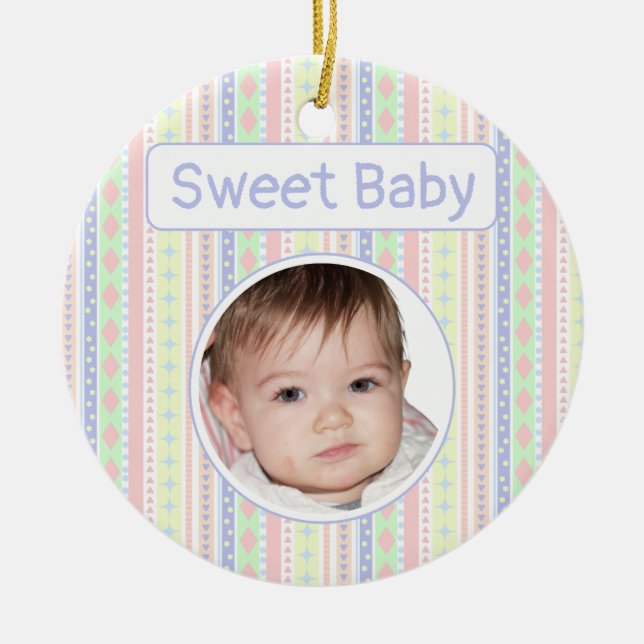 Cute Pastel Baby Print Ceramic Tree Decoration (Front)