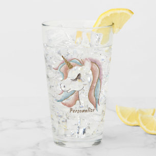 Cute Pastel Baby Unicorn Personalised Drinking Glass